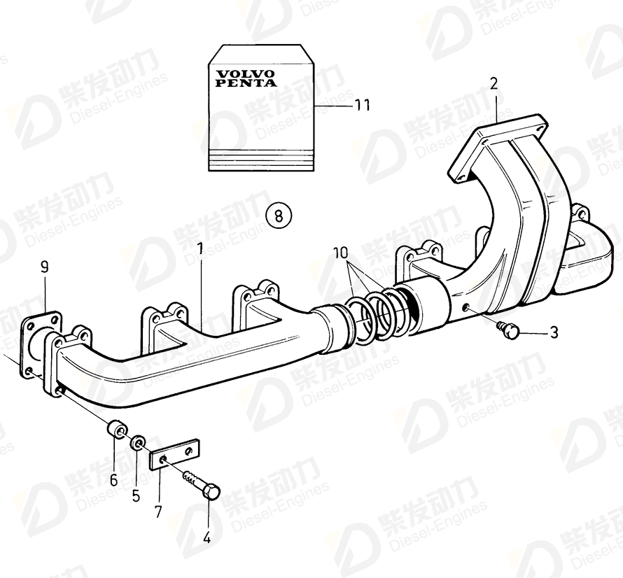 volvo penta Exhaust pipe 469527 Drawing volvo penta Exhaust pipe 469527 Drawing